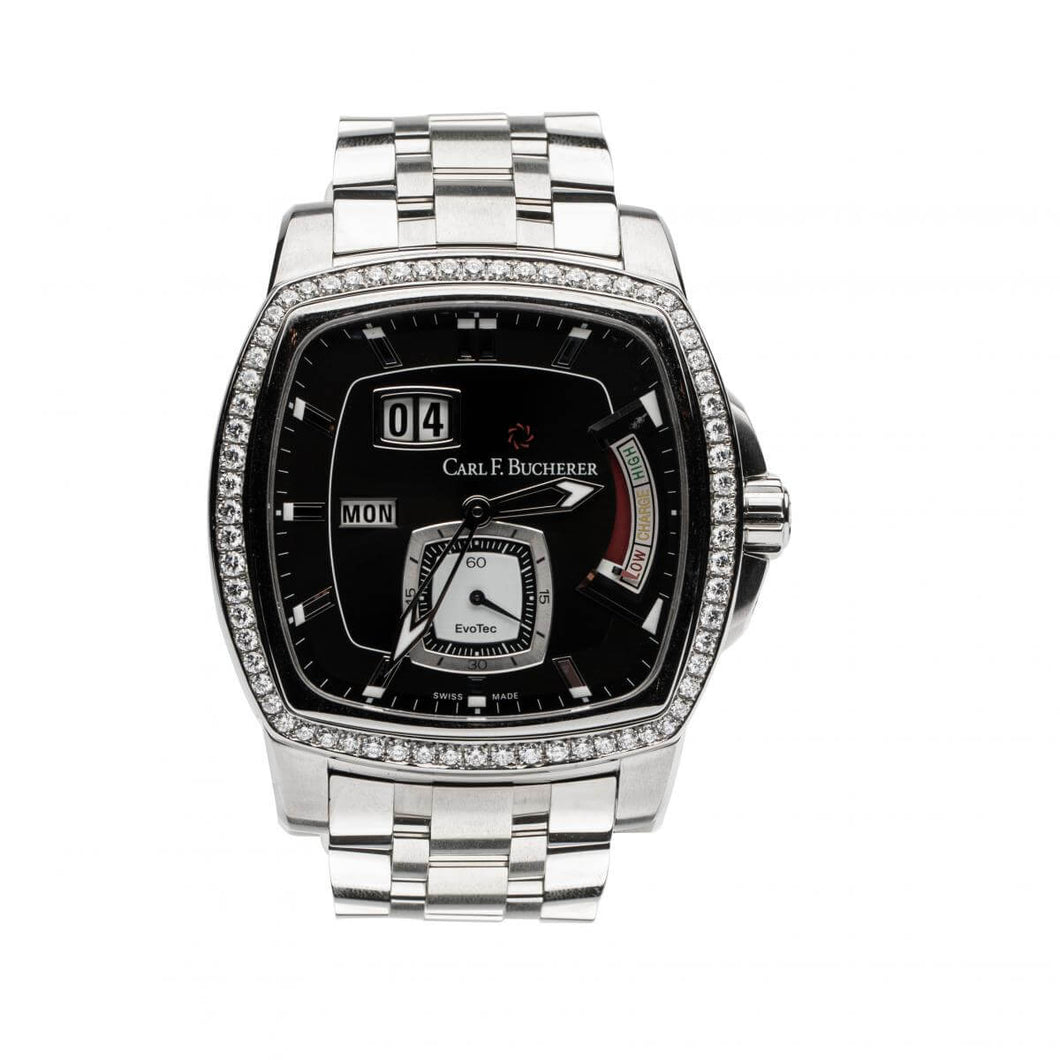 Carl F. Bucherer Steel Black Dial Diamond Bezel Men's Watch