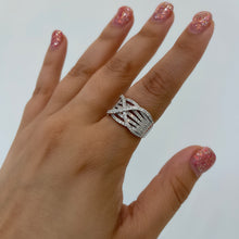 Load image into Gallery viewer, 14K White Gold Diamond Stackable Criss Cross Ring