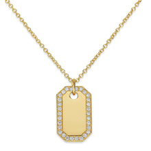 Load image into Gallery viewer, 14K Yellow Gold and Diamond Dog Tag Necklace
