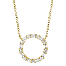 Load image into Gallery viewer, 14K Yellow Gold and Diamond Baguette Circle Necklace
