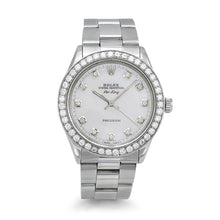 Load image into Gallery viewer, Rolex Air King 5500 Stainless Silver Diamond Dial Watch