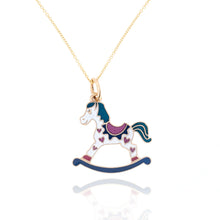 Load image into Gallery viewer, 14k Yellow Gold Rocking Horse Pendant with 14k Gold Chain