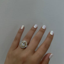 Load image into Gallery viewer, 18k White Gold Diamond Half Moon Engagement ring