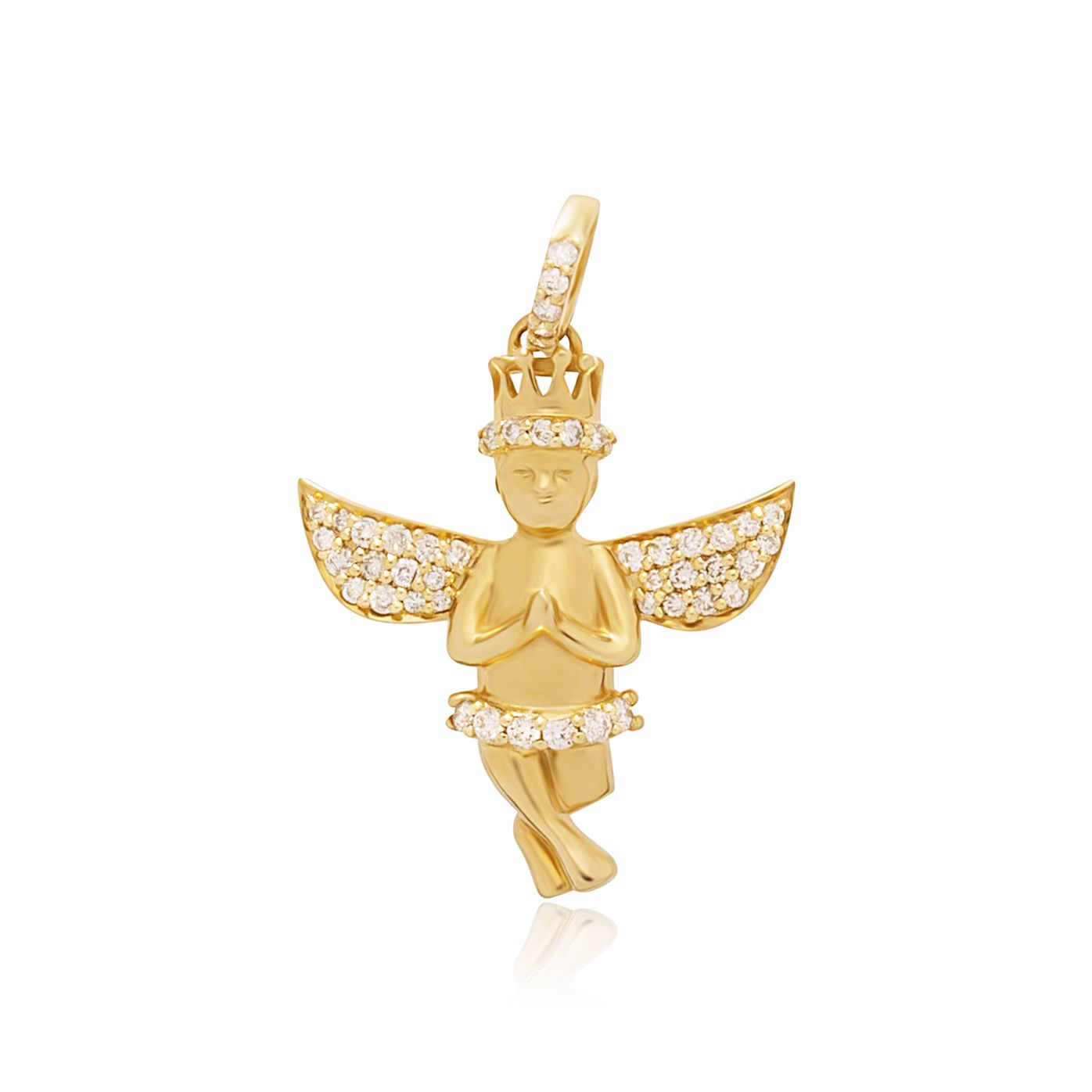14k Yellow Gold Diamond Angel Diamond Pendant 