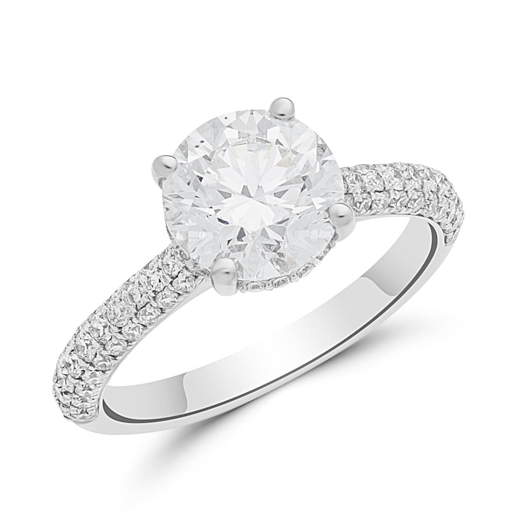 14K White Gold Ring with Round Lab-Grown Diamond Engagement Ring