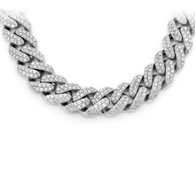 Load image into Gallery viewer, 14K White Gold Diamond Round Cuban Necklace 16"