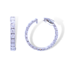 Load image into Gallery viewer, 14K White Gold Diamond Hoop Earrings
