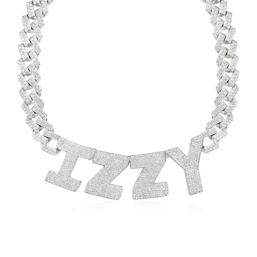 14K White Gold Iced Diamond Dog Collar