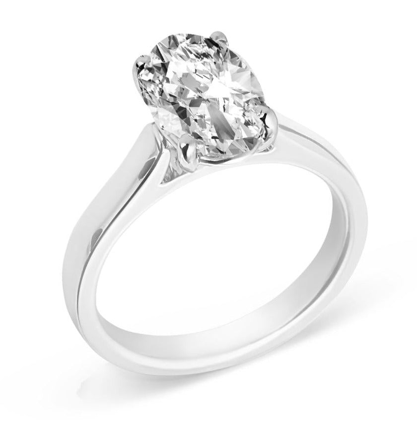 18K White Gold 2.00 Carat Oval Diamond Solitaire Ring