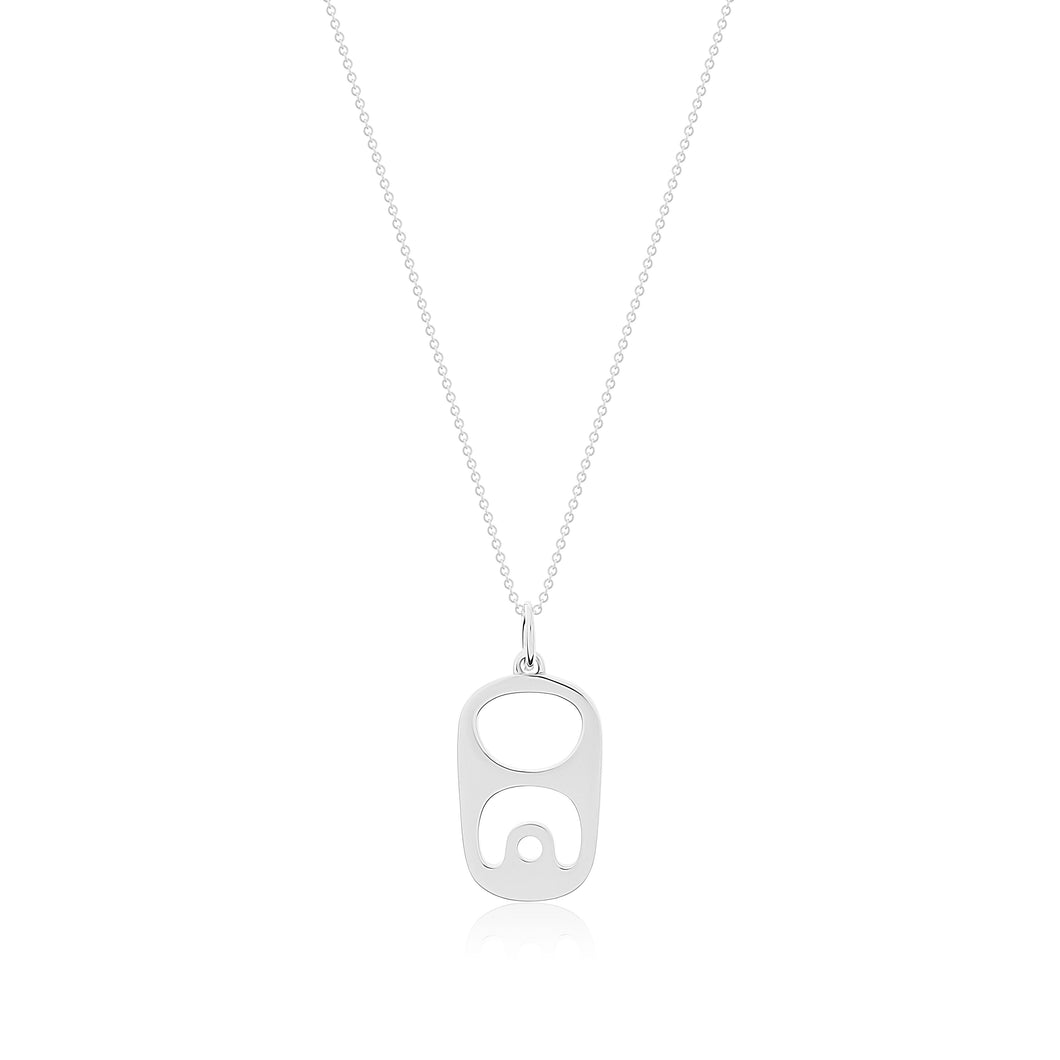 14k White Gold Pull Tab and 14k White Gold Chain