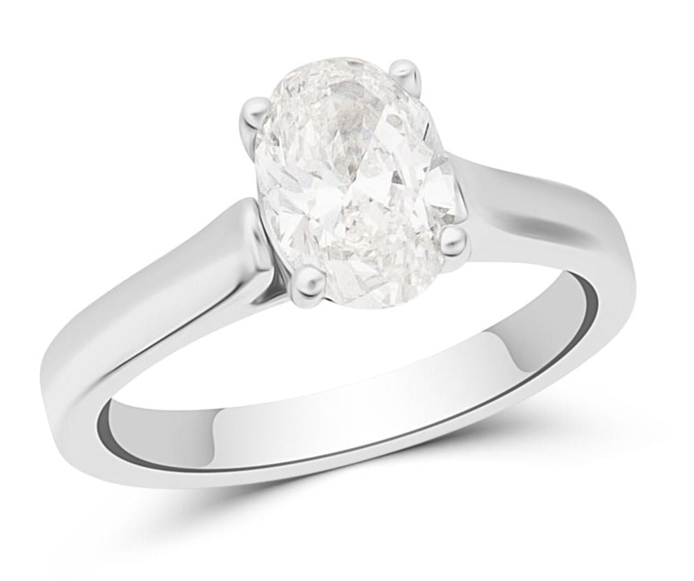 18K White Gold Oval Diamond Solitaire Ring 1.51ct