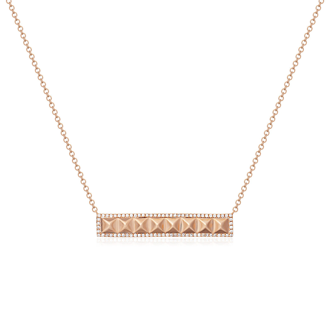 14K Rose gold Diamond Bar Necklace
