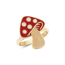 Load image into Gallery viewer, 14k Yellow Gold Diamond Mushroom Ring