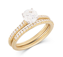 Load image into Gallery viewer, 18K Yellow and White Gold Round Diamond Small Wire Micro Pave 2-Piece Set