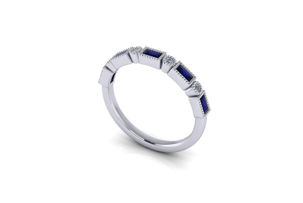 Blue Baguette and Gemstone Ring