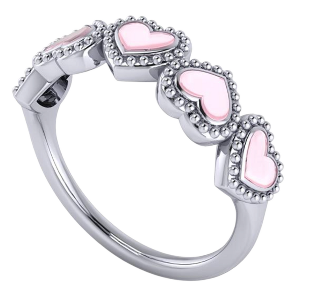 Pink Ceramic Heart Ring