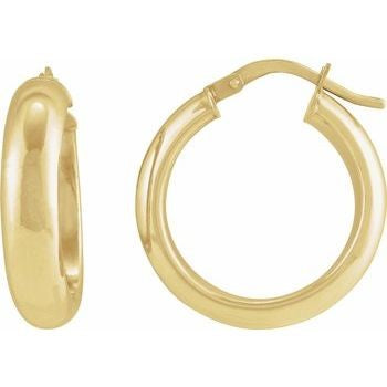 14K Yellow Half-Round Tube 25 mm Hoop Earrings