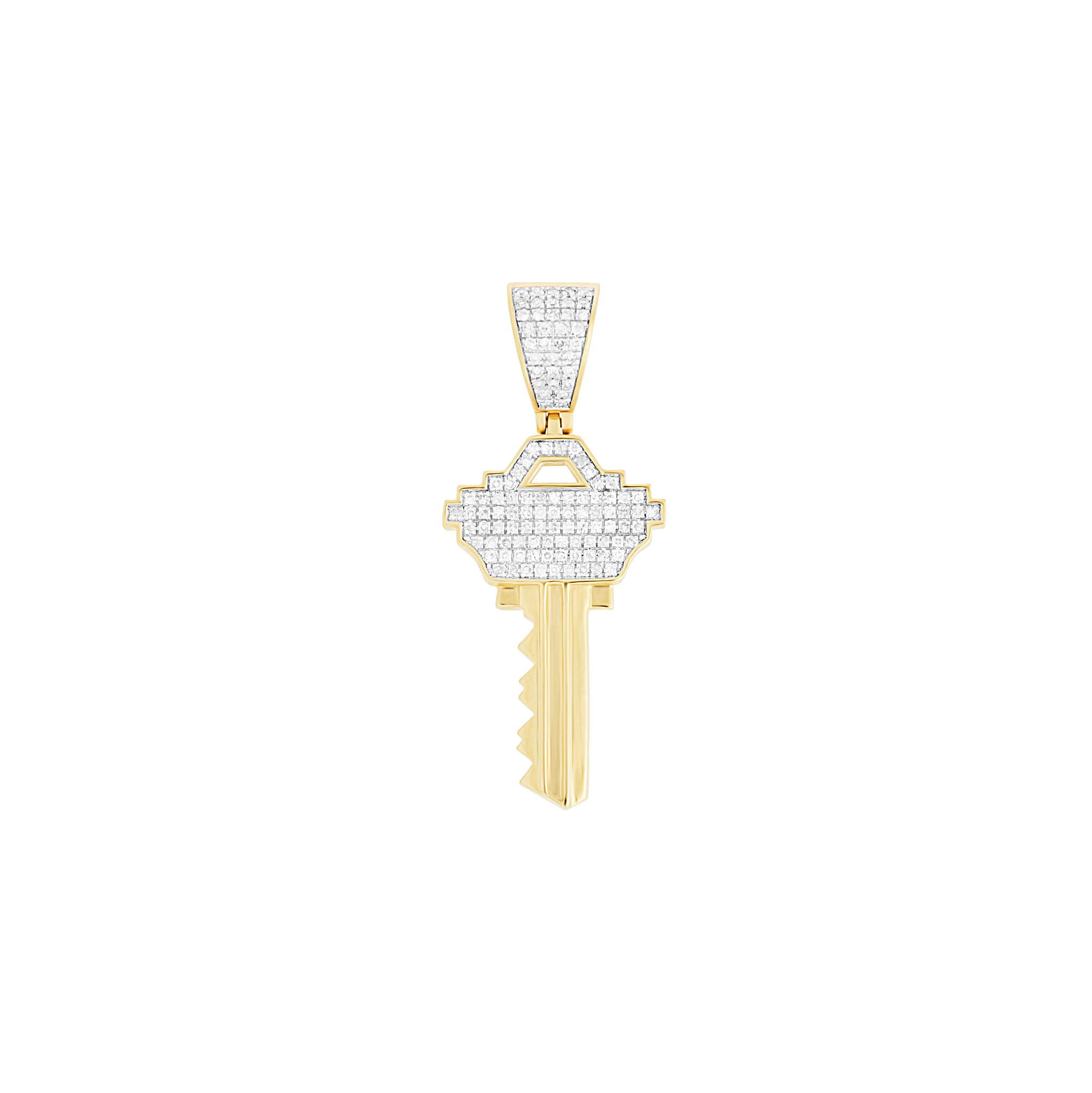 14k Yellow Gold Diamond Key Charm Pendant
