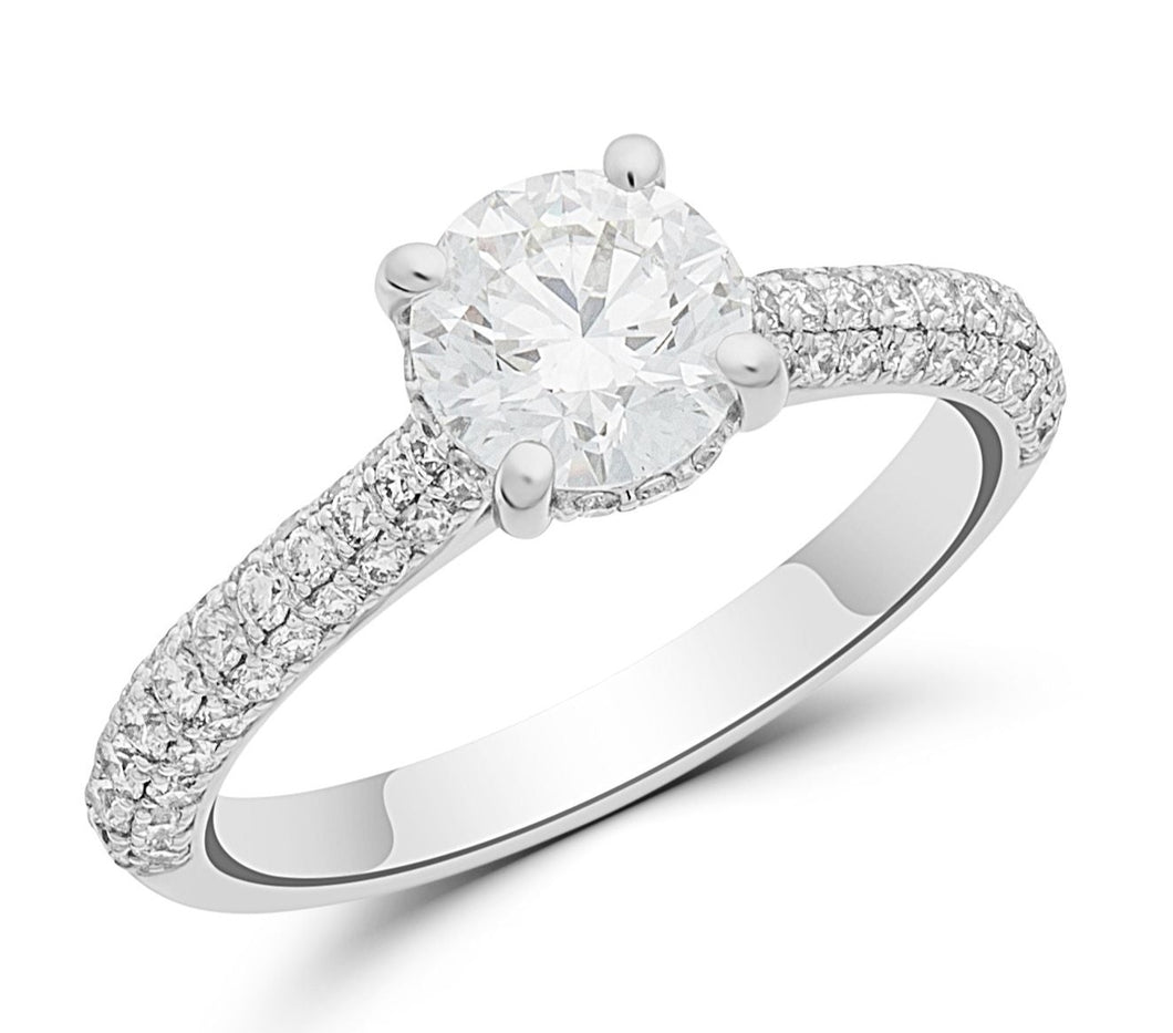 14K White Gold and Round Lab-Grown Diamond Engagement Ring