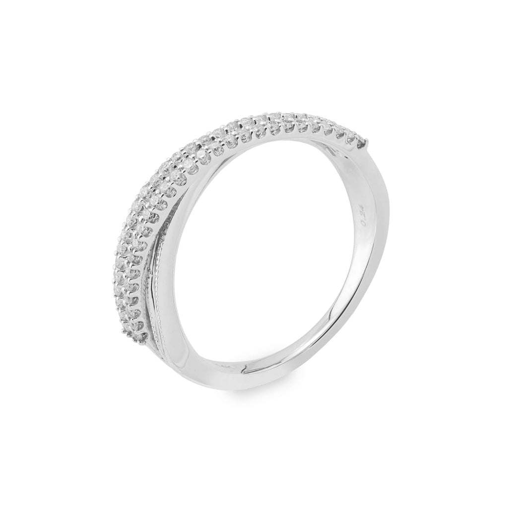 14K White Gold Stackable Criss Cross Ring