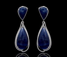 Load image into Gallery viewer, 18K White Gold Blue Sapphire Diamond Earrings
