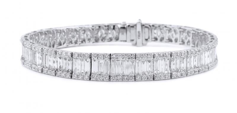 18k White Gold Diamond Baguette Bracelet