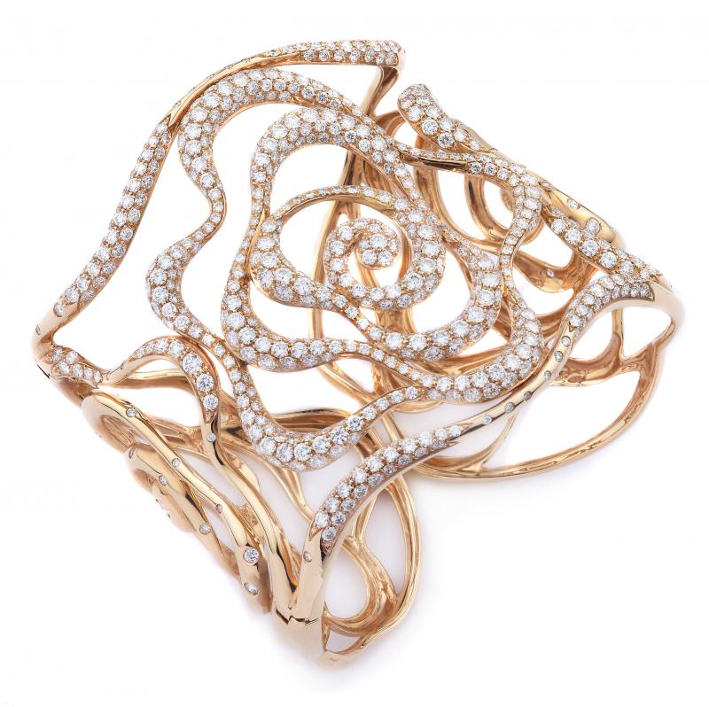 18k Rose Gold Diamond Cuff Bracelet