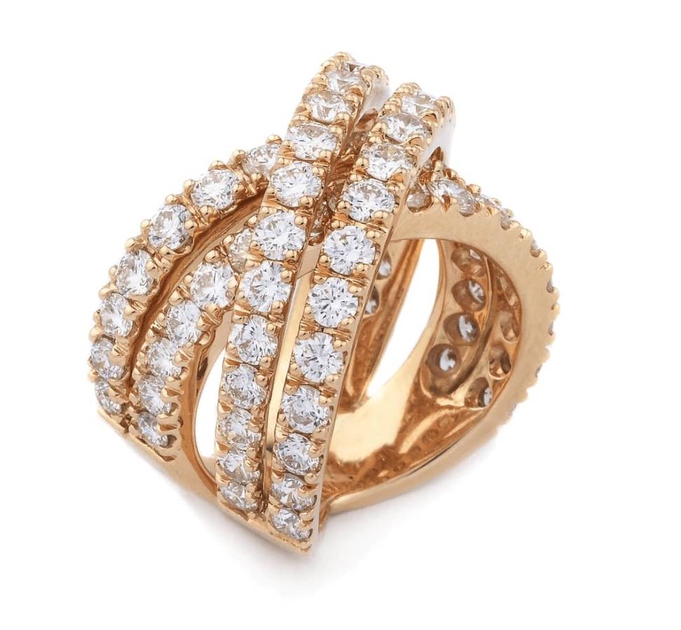 18k Rose Gold Diamond Crossover Ring
