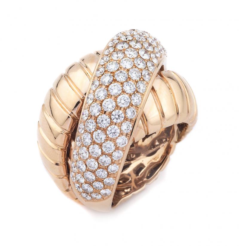 18k Rose Gold Diamond Crossover Ring