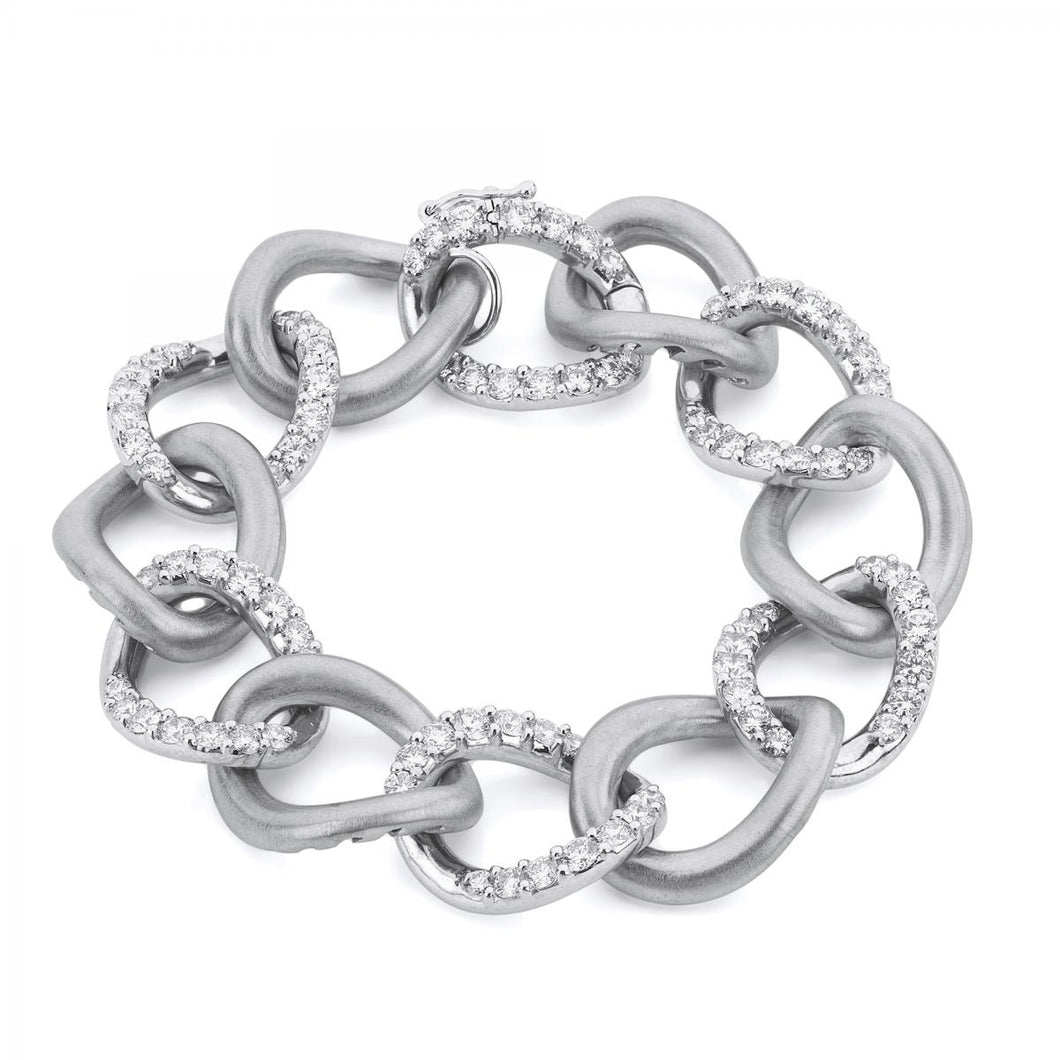 18k White Gold Diamond Link Chain Bracelet