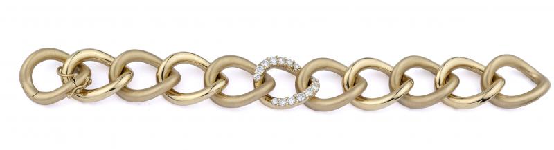 18K Yellow Gold Round Brilliant Cut Diamond Chain Bracelet
