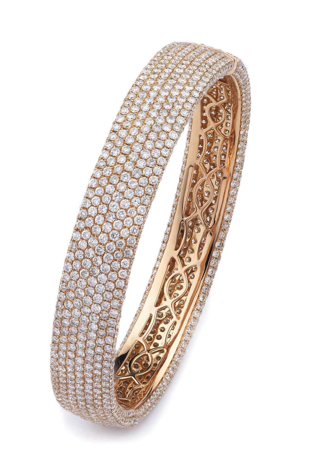18K Rose Gold Brilliant Cut Diamond Bangle Bracelet
