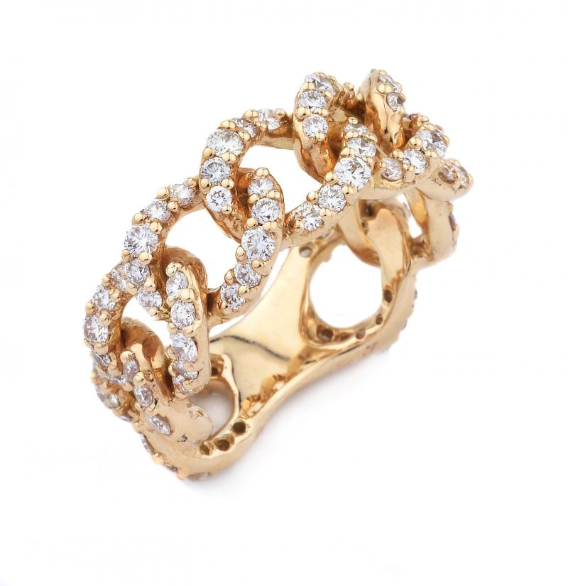 18k Rose Gold 2.02 Carat Diamond Link Ring