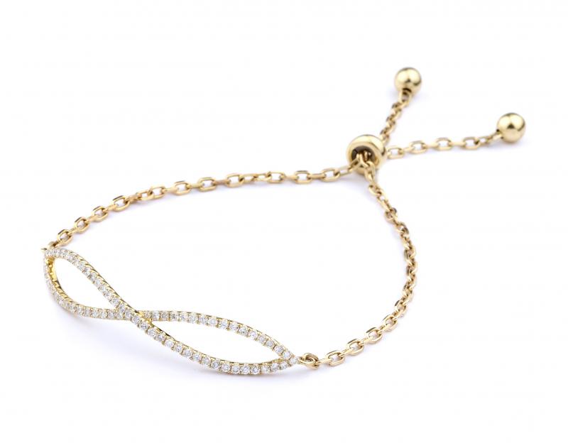 18k Yellow Gold Diamond Infinity Bracelet