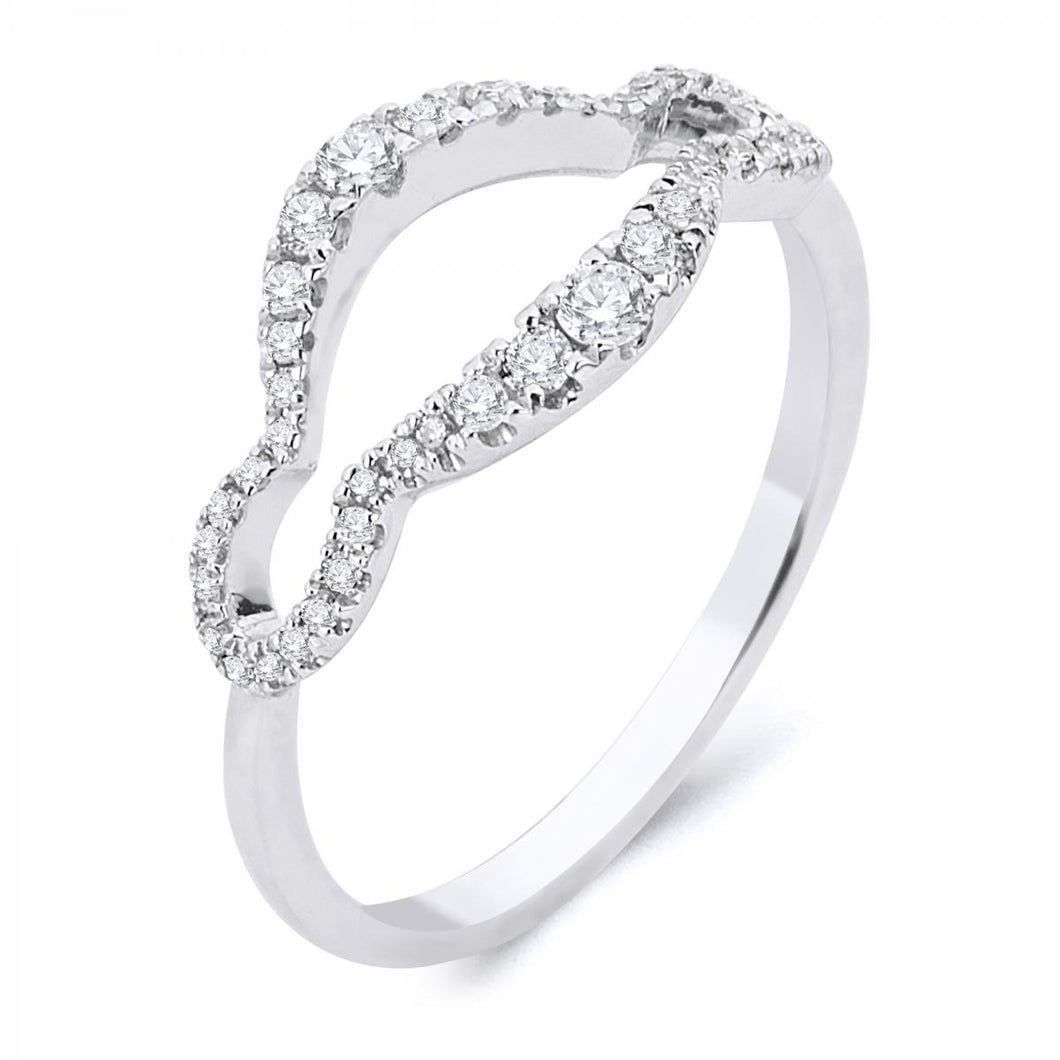 14k White Gold Diamond Open Eye Ring