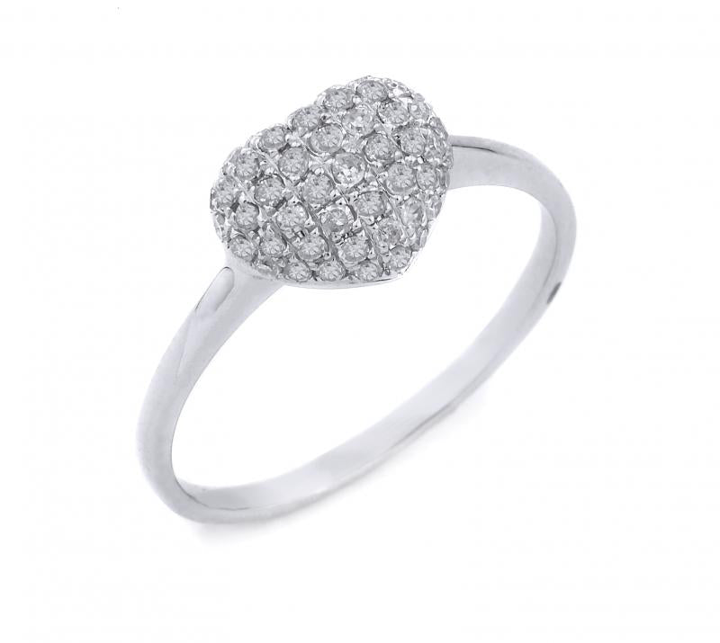 14k White Gold Diamond Heart Ring