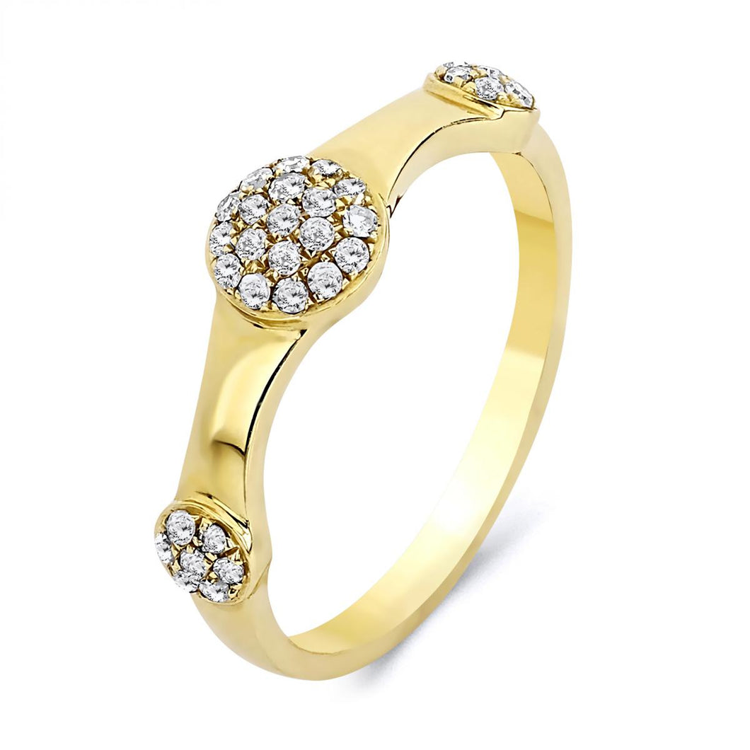 14K Yellow Gold Diamond 3 Circle Ring