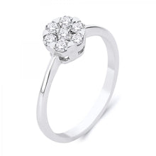 Load image into Gallery viewer, 18k White Gold Brilliant Cut Diamond Flower Ring

