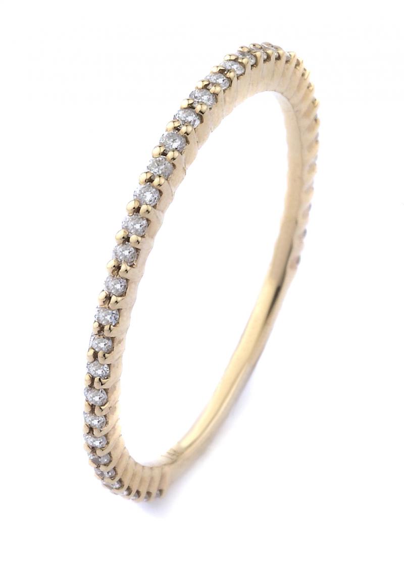 14k Yellow Gold Diamond Stackable Band