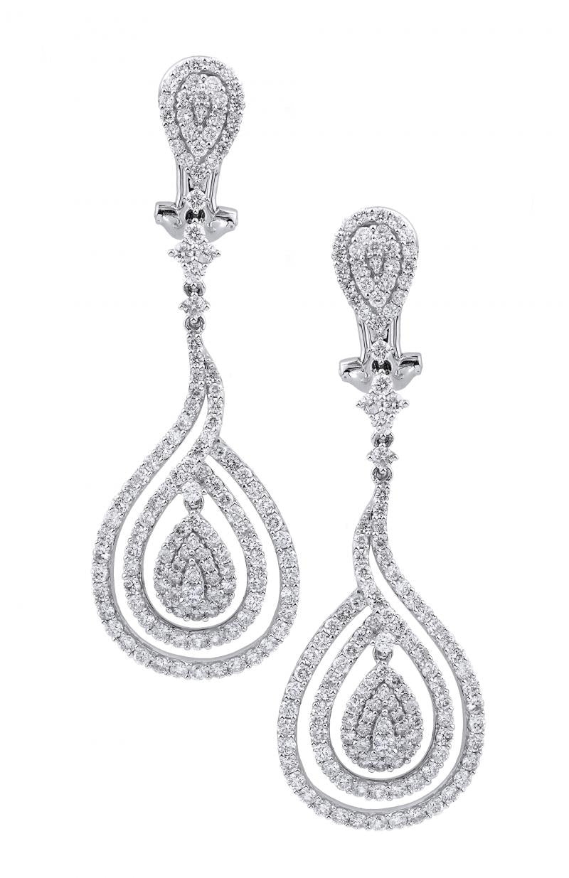18k White Gold Diamond Loop Drop Earrings