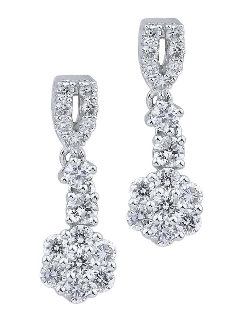 18k White Gold Diamond Mini Drop Earrings