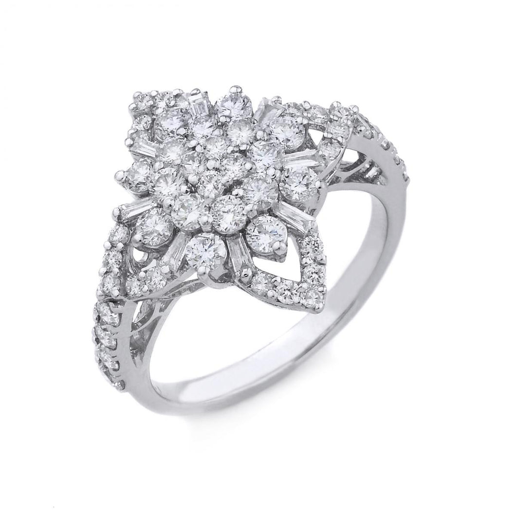 18k White Gold Diamond Snowflake Ring