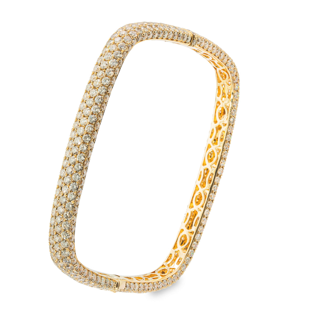 18k Yellow Gold Diamond Square Bangle Bracelet