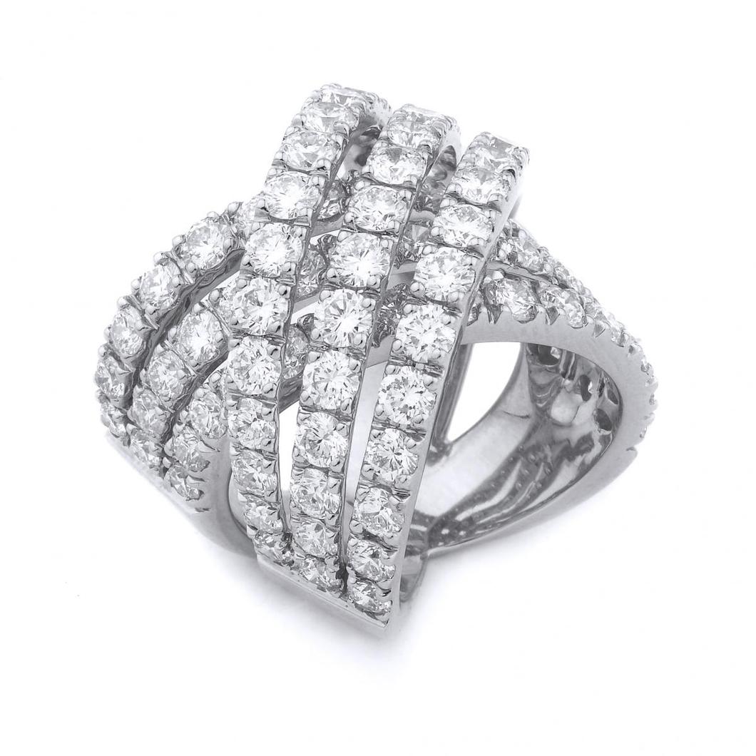 18k White Gold Diamond Crisscross Ring