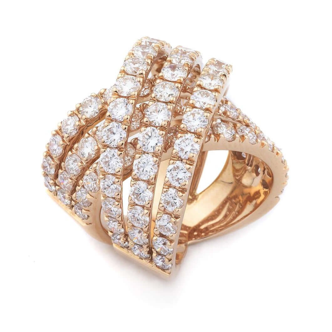 18k Rose Gold Diamond Crisscross Ring