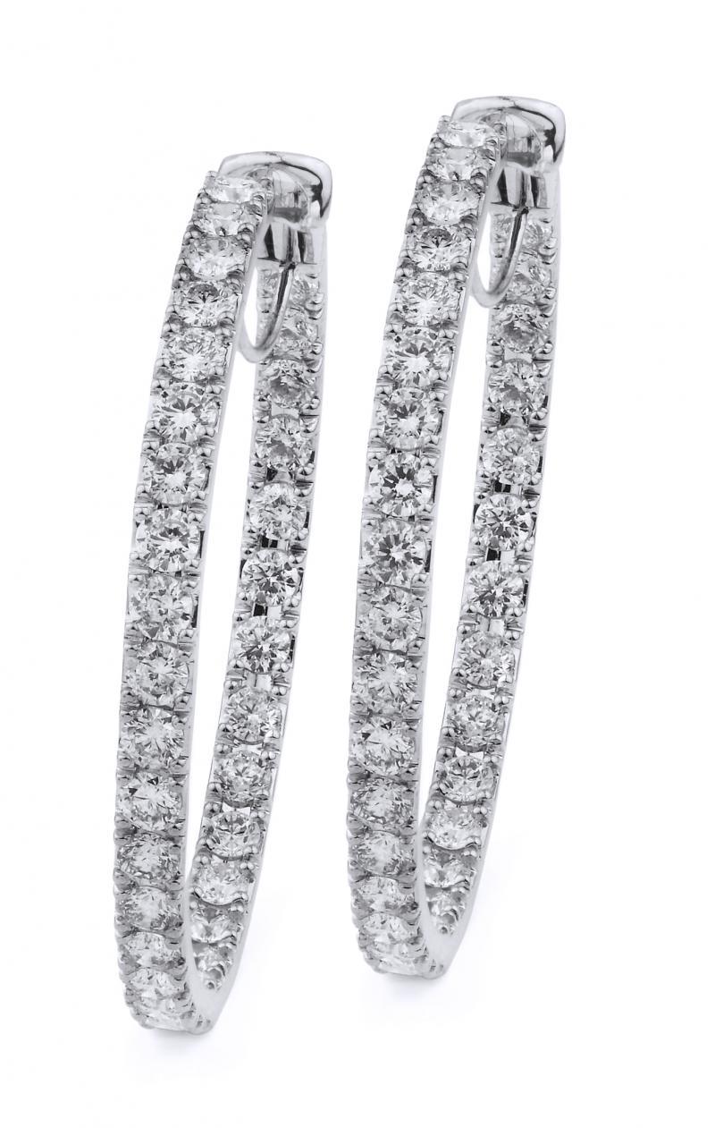 18k White Gold Brilliant Cut Diamond Hoop Earrings