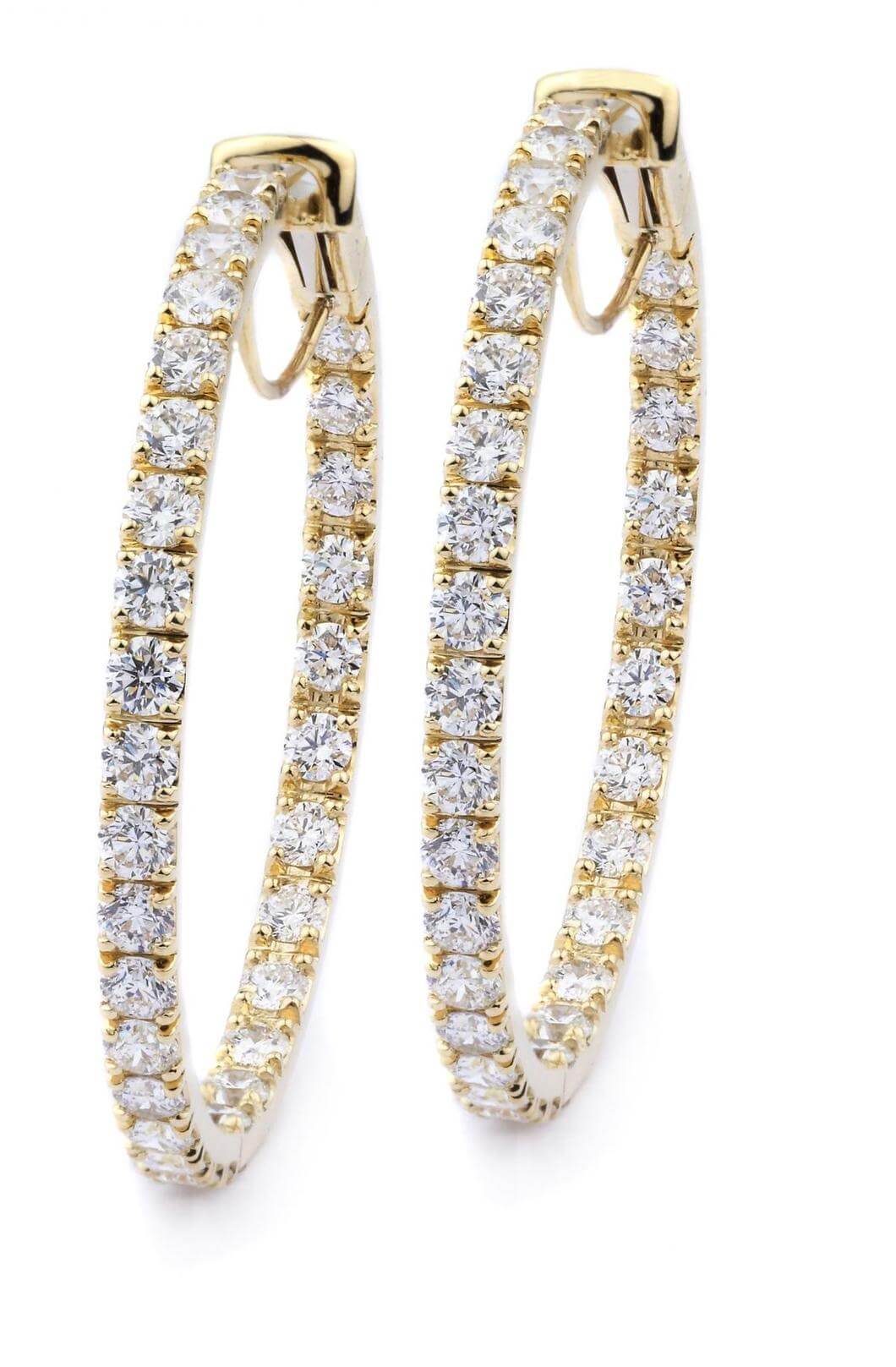 18k Yellow Gold Diamond Small Hoop Earrings