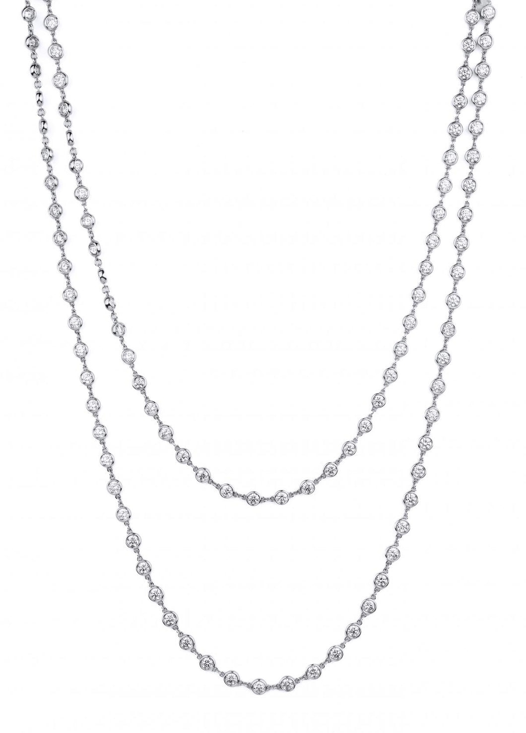 18k White Gold 16.8 Carat Diamonds by the Yard Chain Necklace