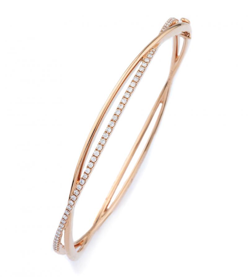 18K Rose Gold Criss Cross Diamond Bracelet 0.37 Carat