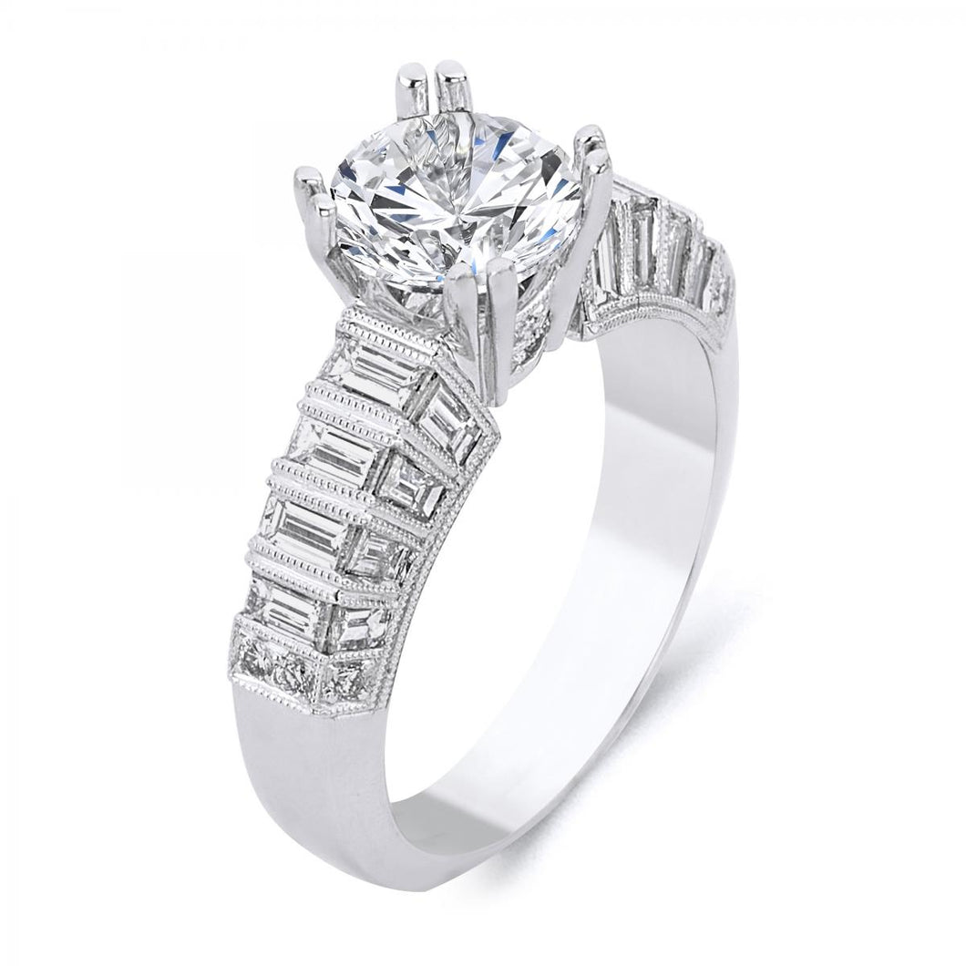 18k White Gold Baguette Cut Diamond Engagement ring